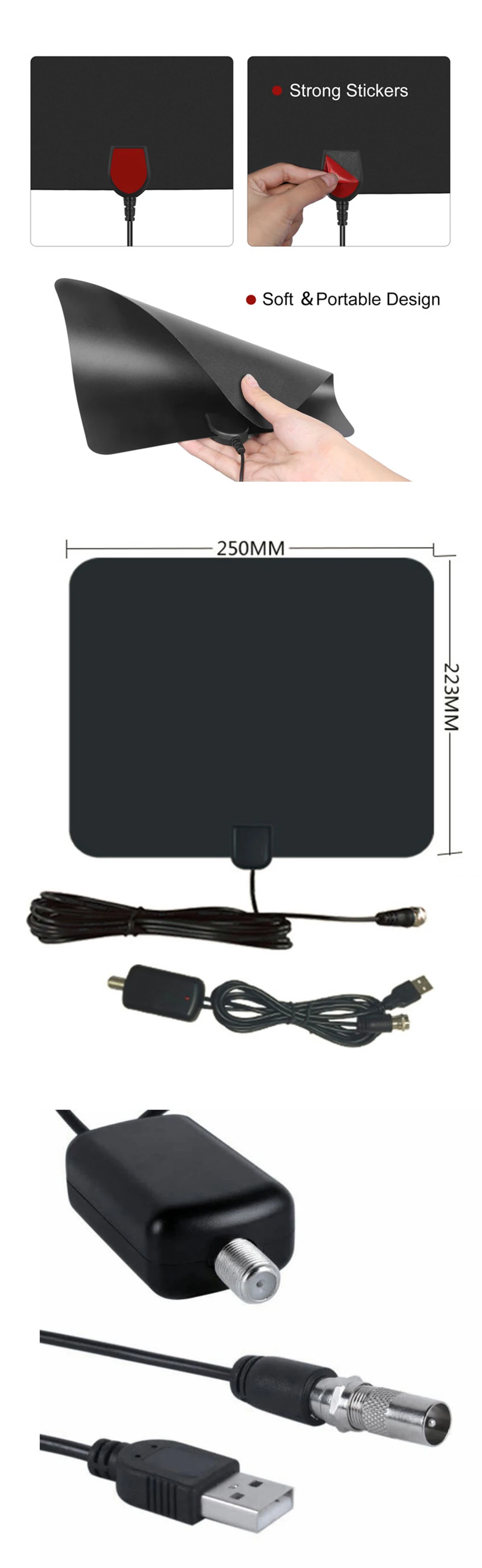 DLENP ТВ антенна цифровой HDTV цифровой усилитель тв антенна DVB-T TDT Крытый DVB-T2 для спутникового ресивера 50 миль диапазон
