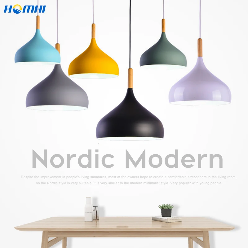 Скандинавский серый современный кухонный светильник подвесной из дерева