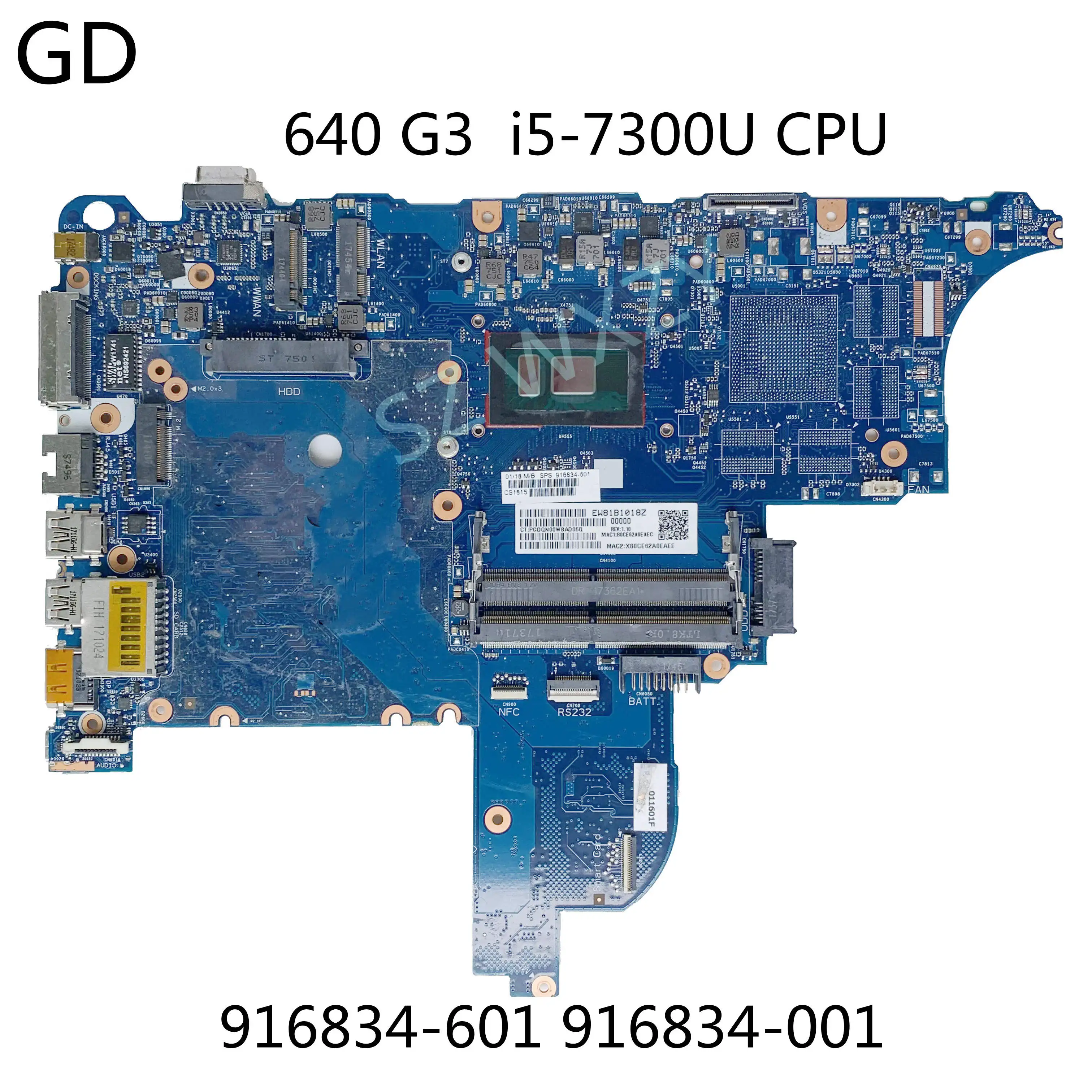 GD оригинал для струйного принтера HP Probook 640 G3 Материнская плата ноутбука 916834-601