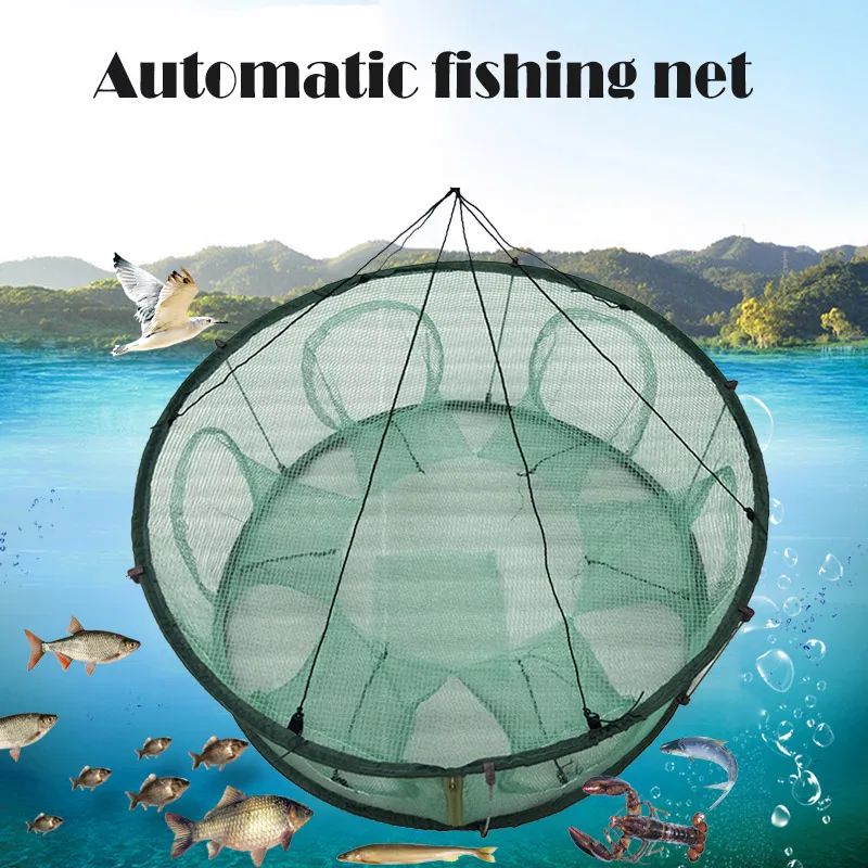 Automatic Fishing Net Trap Cage Round Shape Durable Open For Crab Crayfish Lobster FOU99 | Спорт и развлечения
