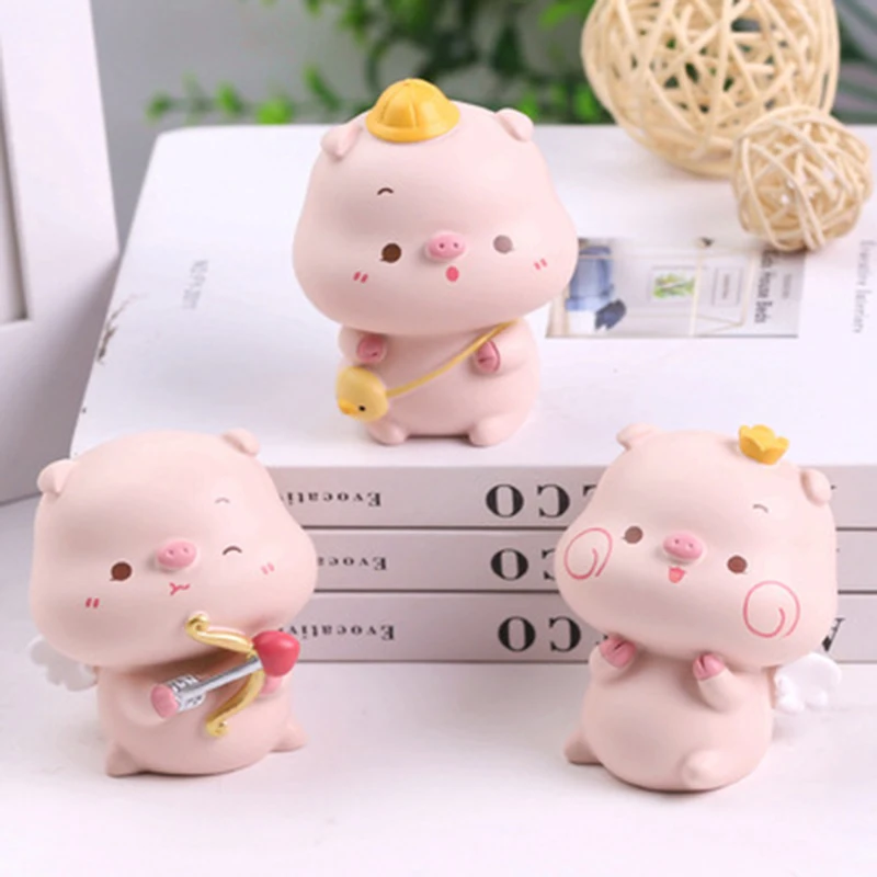 

ZOCDOU 1 Piece Cartoon Pig Small Statue Little Figurine Crafts Figure Ornament Miniatures