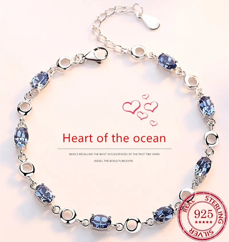 

Женский браслет из серебра 925 пробы с инкрустированным морским голубым топазом