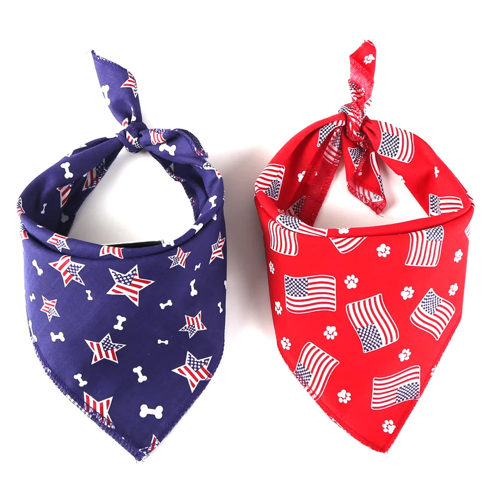 

1pcs 4th of July Independence Day American Flag Dog Bandana Scarf Dog Triangular Neckerchief Bib Bandana Grooming Accessories