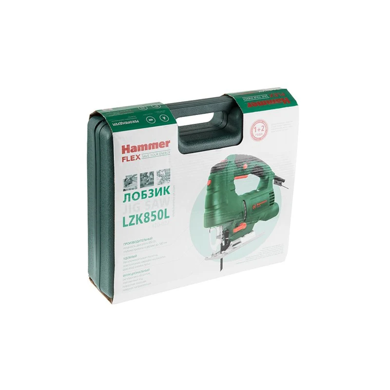 Лобзик Hammer Flex LZK850L 850Вт 0-3000ход/мин 100мм-дер 10мм-мет маятник в кейсе | Инструменты