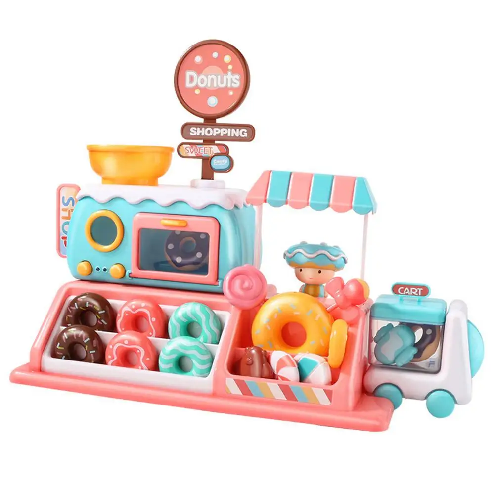 

High Quality Kids Microwave Doughnut Toy Set Pretend Play Electronic Oven With Play Food Icecream Toys For Children