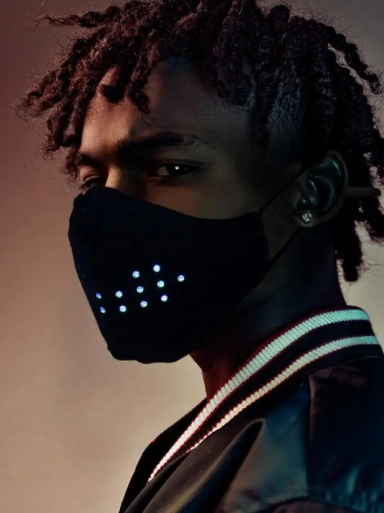 

Christmas Hot Sale Men'S And Women'S Voice Control Mask Artificial Luminous Led Mask Breathable Rubber Elastic Tendon Ear Hook