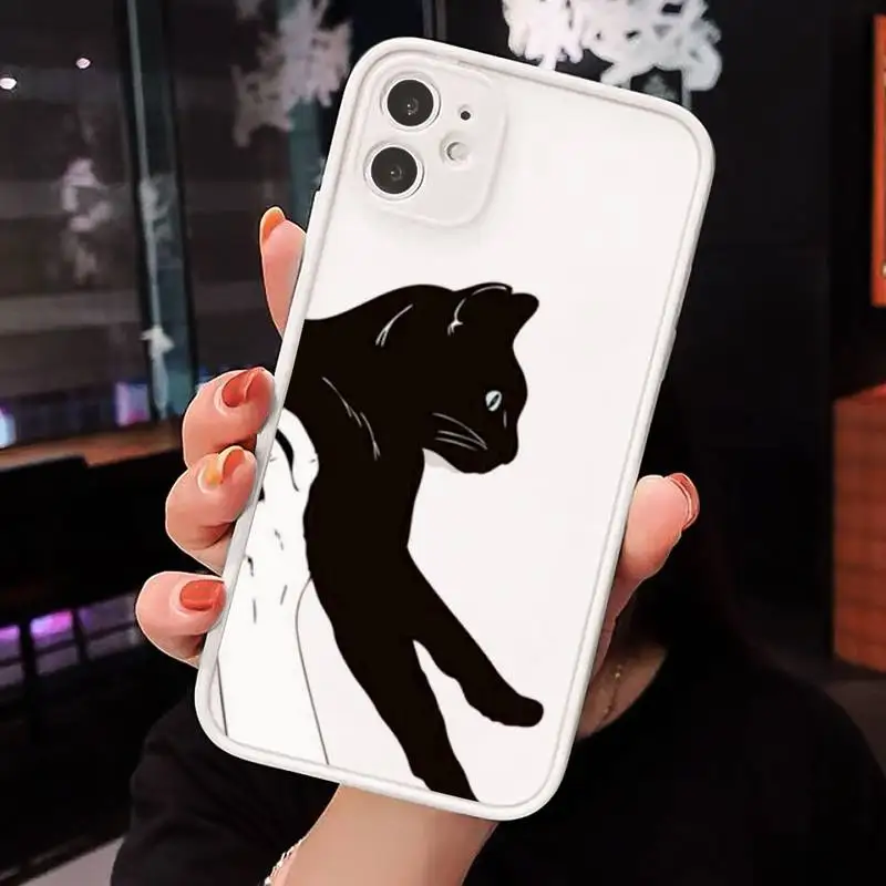 

Cat cute cartoon animal luxury shell Phone Cases funda matte transparent For iphone 7 8 11 12 plus mini x xs xr pro max cover