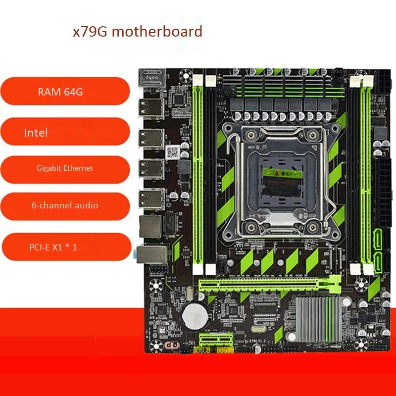 Фото Материнская плата X79 X79G LGA 2011 DDR3 поддерживает 4x16G M-ATX SATA III материнская для Материнская плата X79 X79G LGA 2011 DDR3 поддерживает 4x16G M-ATX SATA III материнская для