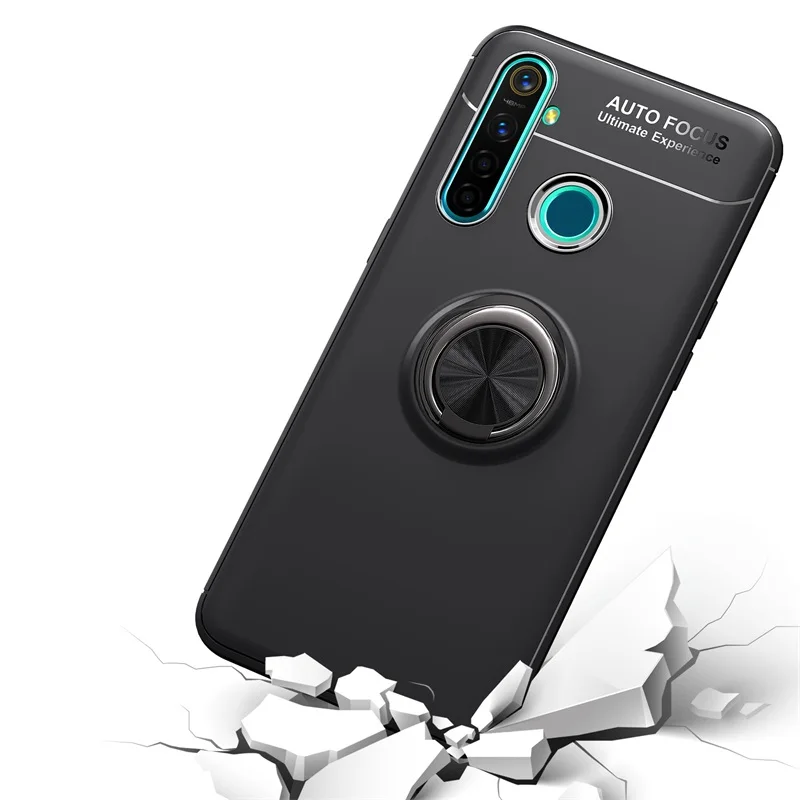 Противоударный чехол для OPPO Realme 5, чехол, магнитный кольцевой кронштейн, мягкий матовый Силиконовый чехол для телефона, чехол для realme5