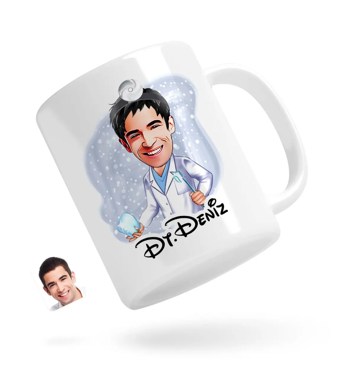 

Personalized Men 'S Dentist Caricature Of White Mug Bardak-3