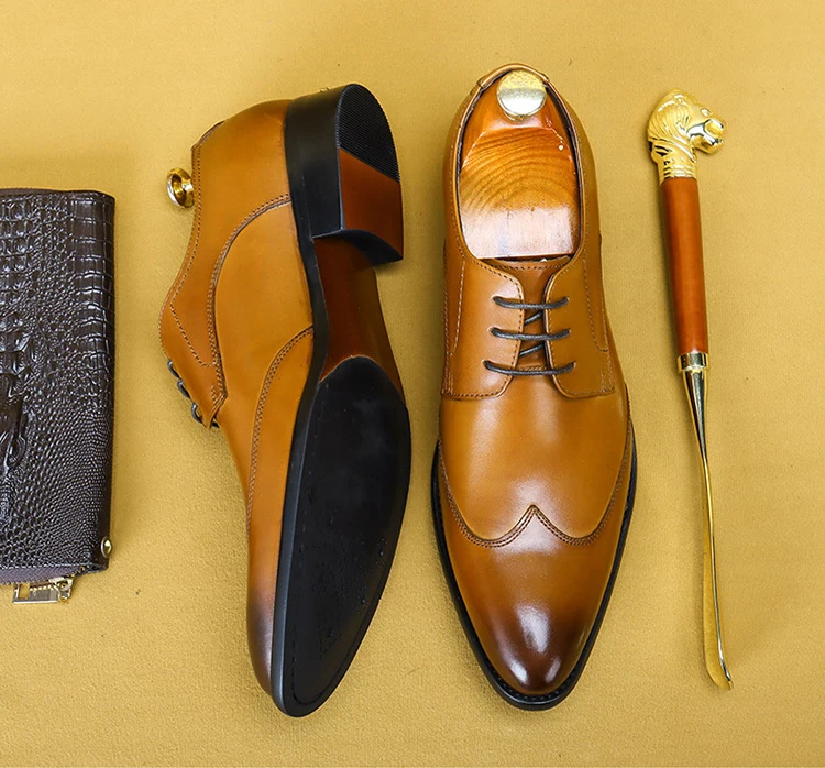 Мужские туфли оксфорды ручной работы классические из натуральной коровьей кожи