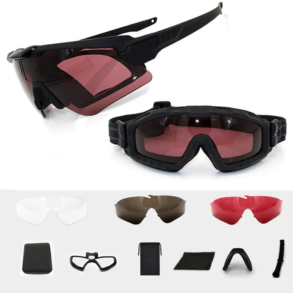 2 комплекта антизапотевающих армейских защитных солнцезащитных очков 0 мм с 5