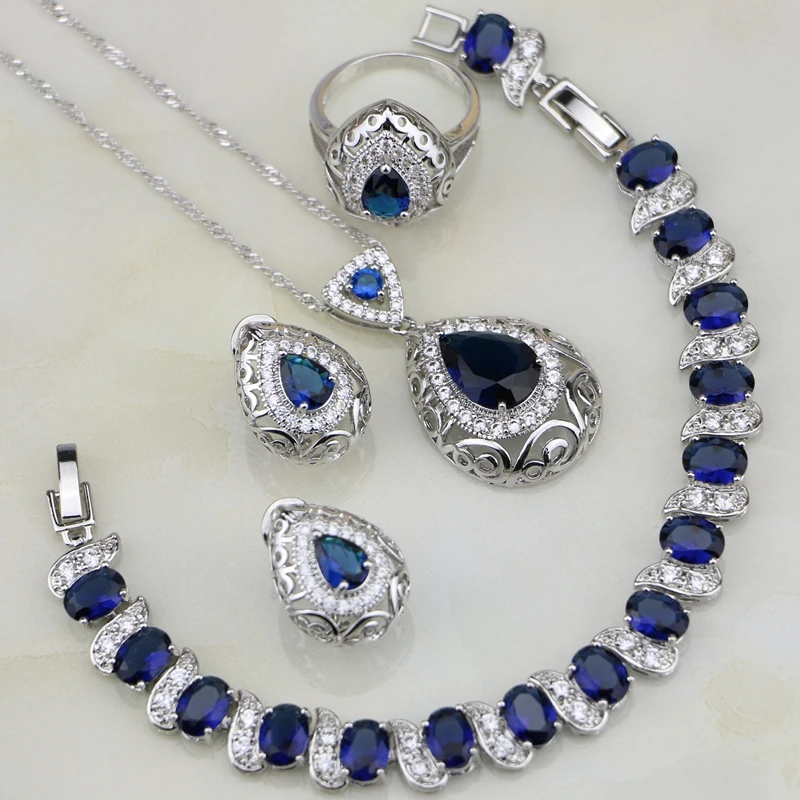 Женский браслет/ожерелье/Подвеска/серьги/кольцо в форме Будды с синим фианитом