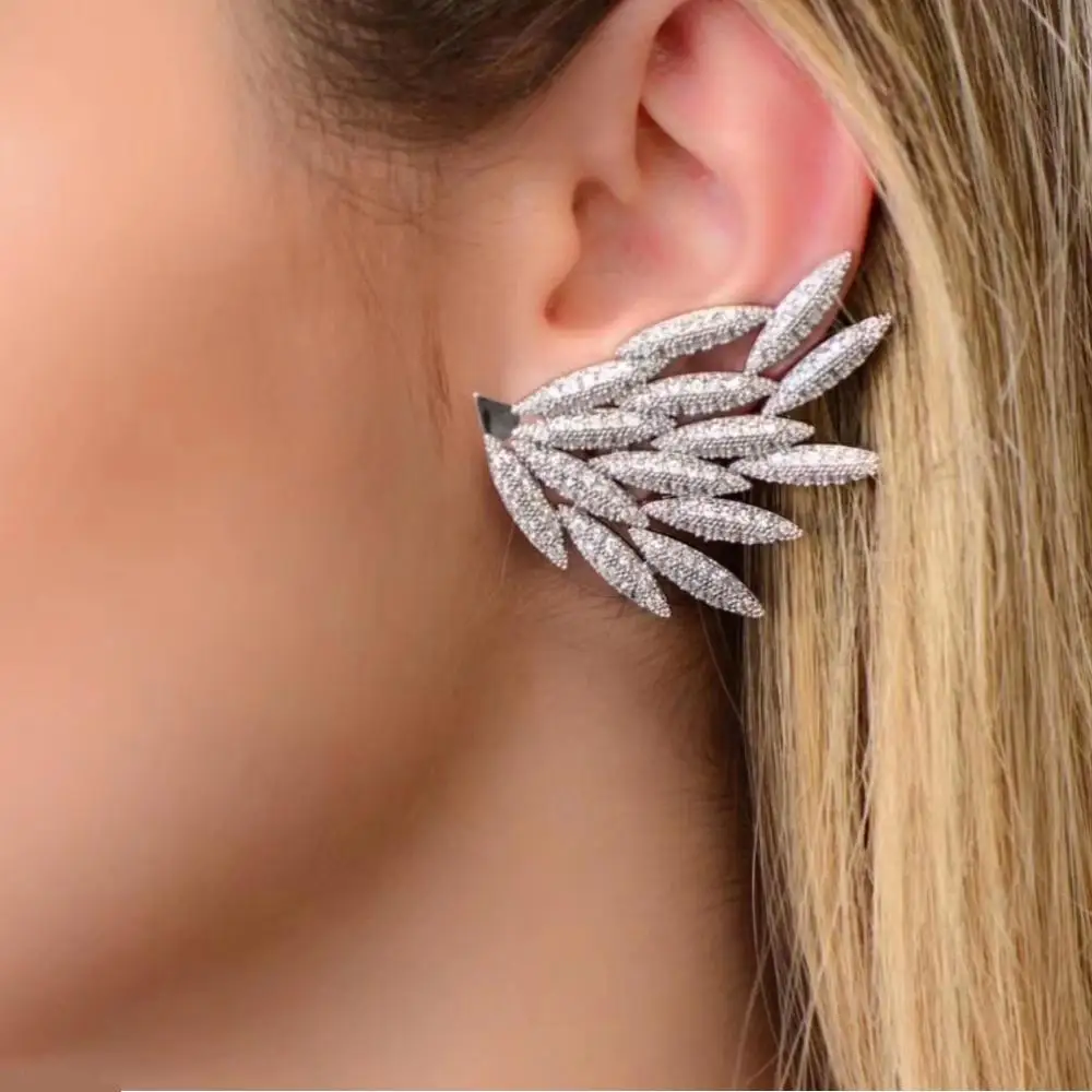 Роскошные серьги mechoose с ангельскими крыльями и фианитами Женские Ювелирные