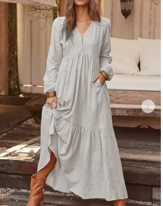

Spring Dress Stylish V Neck Maxi Long Dress for women Vintage Mid-Calf Dress Beach Bohemian 2021 Casual Vestido Plus Size