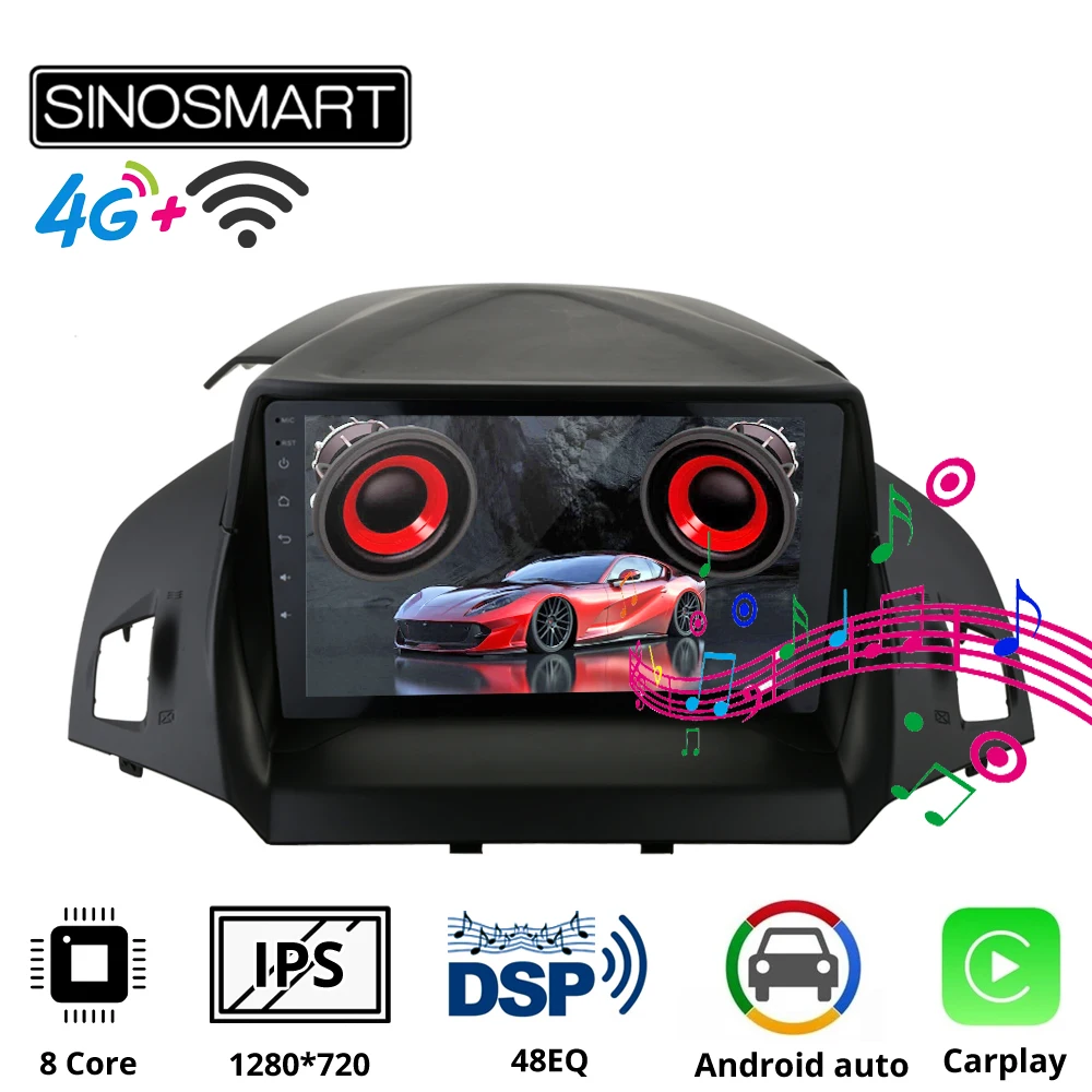 preço Sinosmart 8 Core, Dsp 48eq Rádio De Navegação Gps Do Carro Para Ford Kuga 2013,2014,2015 Para Fuga C-max 2012-20182.5d Ips/qled Tela