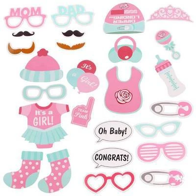 25pcsPhotobooth Pink Воздушные шары в виде слона, украшения для девочек и мальчиков, детские украшения для дня рождения, крещения, крещения - Цвет: 25pcsPhotobooth Pink