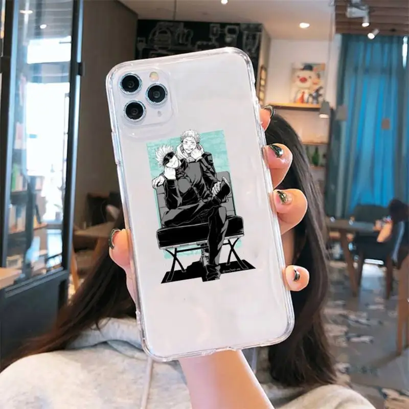 

Hot Anime Jujutsu Kaisen Phone Case Transparent for iPhone 6 7 8 11 12 s mini pro X XS XR MAX Plus cover funda shell