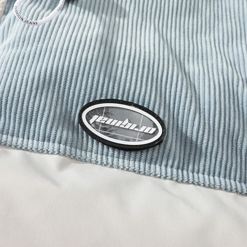 Winter Men's Cotton-Padded Jackets Hip Hop Corduroy Stripe Coat Patchwork Bread Suit Cold Protection Loose Outwear Garment M-4XL