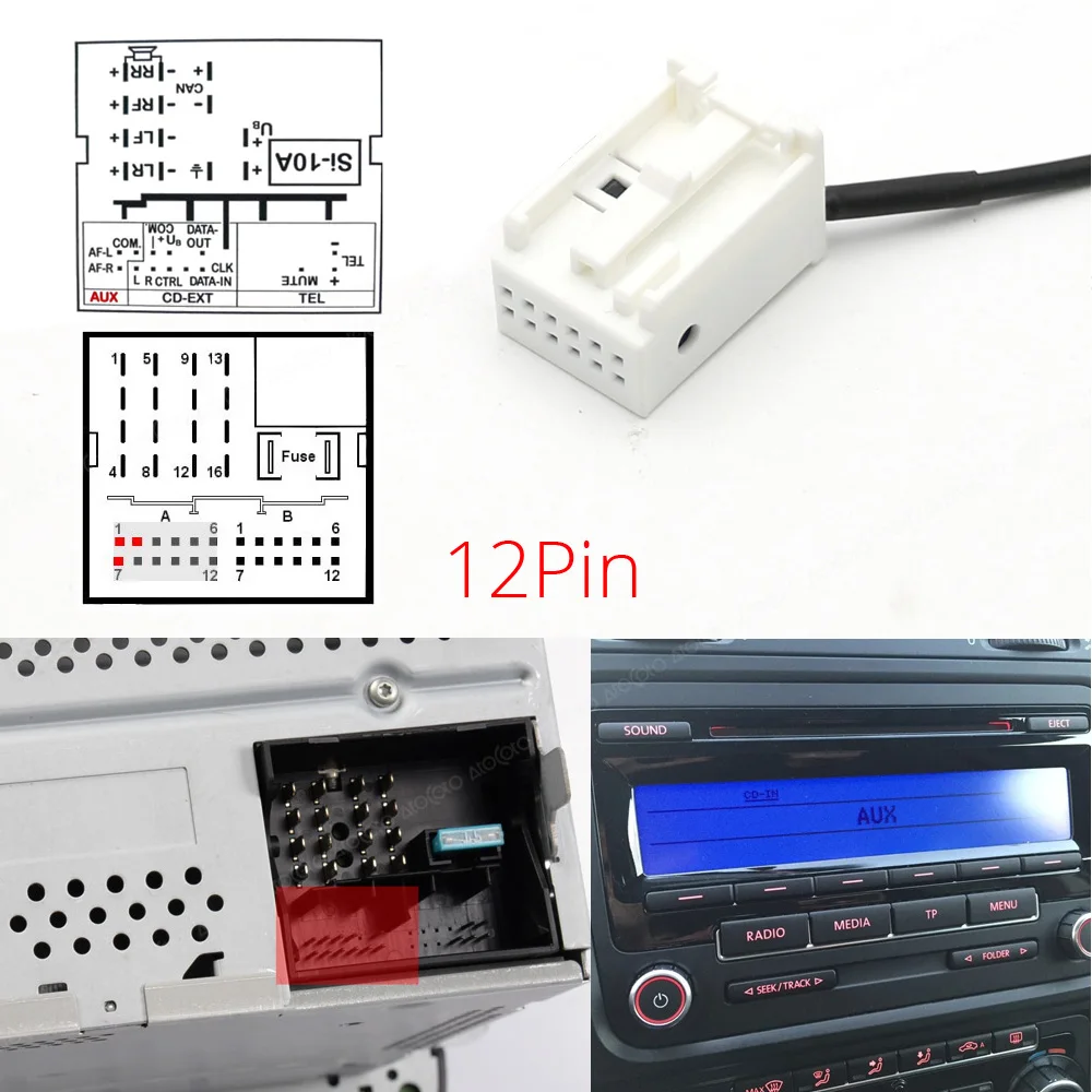 Автомобильный Bluetooth 5 0 12-контактный разъем Aux Кабельный адаптер для VW MFD3 RCD RNS 210 310