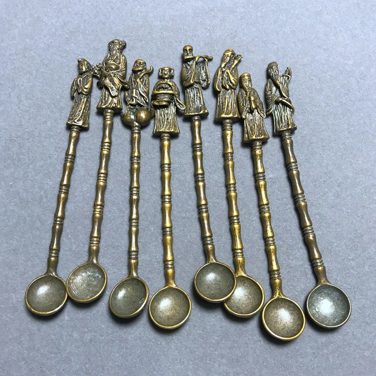 

LAOJUNLU Pure Copper Octopus Spoon Brass Small Copper Spoon Sets Retro Old Style