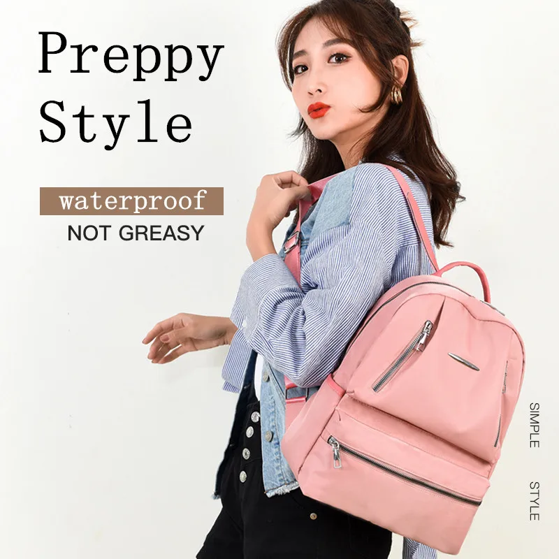 

Preppy Style Oxford Bag for Women Simple Waterproof Shoulder Bags Lady Large Capacity Travel Rucksack 2021 Teenagers Bookbag Sac