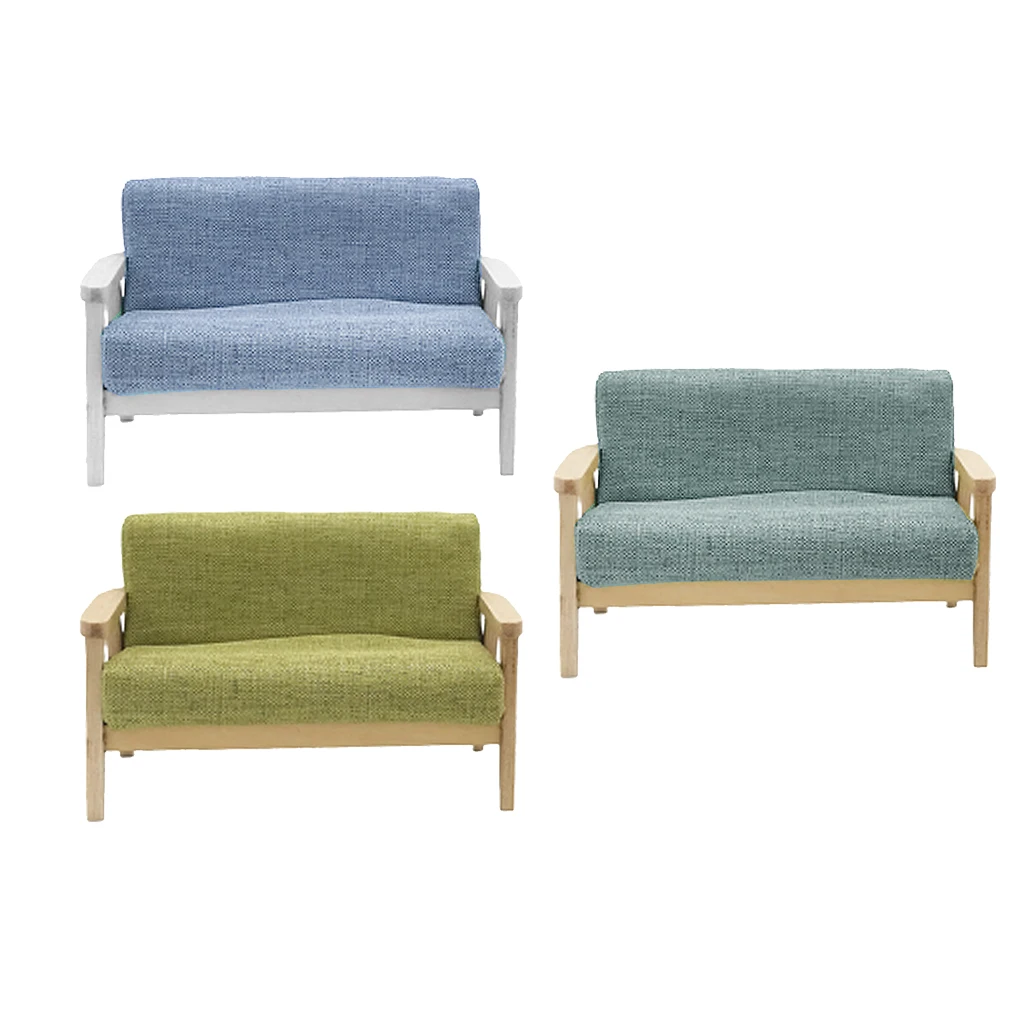 

1/12 Miniature Dollhouse Sofa Couch, Dolls Living Room Furniture, Kids Toys