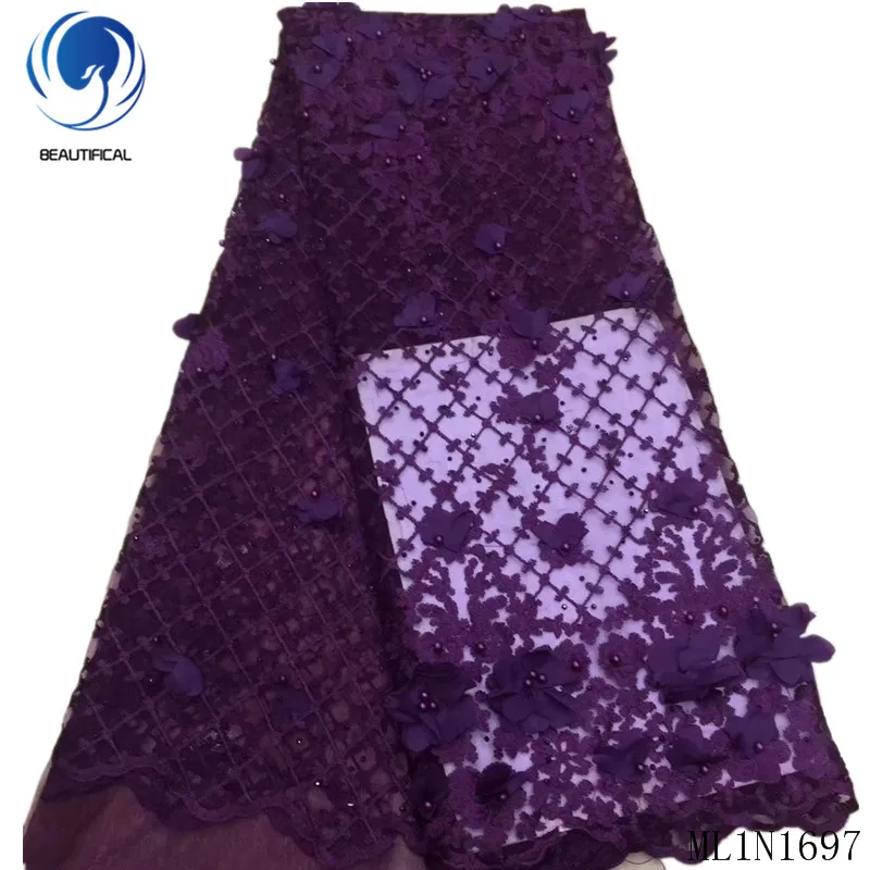 

BEAUTIFICAL High Quality African Flower Laces Fabrics for Wedding French 3d Laces Beads and Embroidery 3d laces fabrics ML1N1697