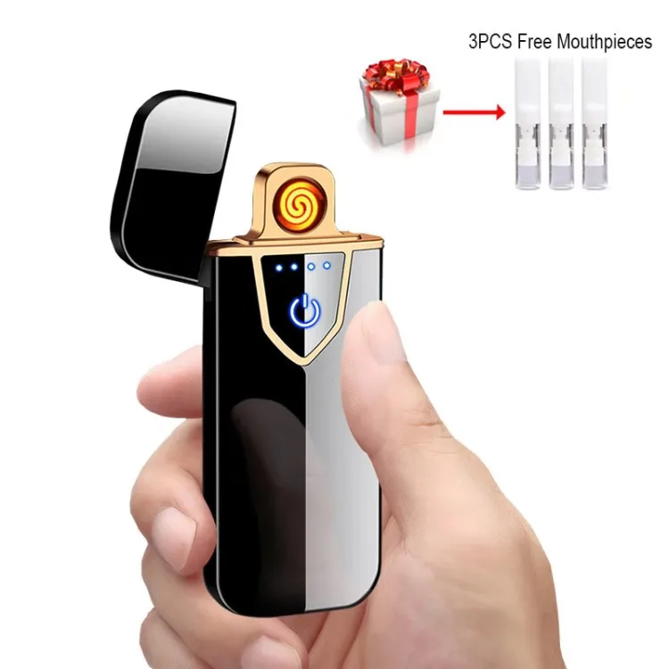 Новые USB зажигалки для сигарет ультра-тонкие металлические сенсорные электронные зажигалки для мужчин подарки в комплекте мундштук для курения аксессуары