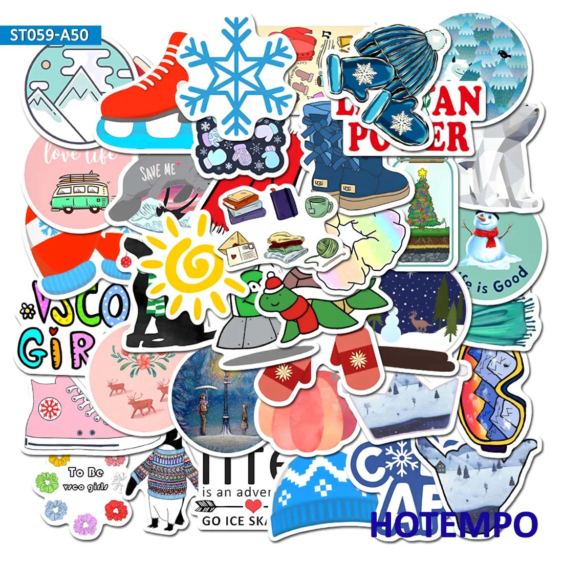 

50pcs Cute Winter Story Small Fresh Cartoon Decals Stickers Pack for Kids DIY Stationery Phone Laptop Luggage Skateboard Sticker