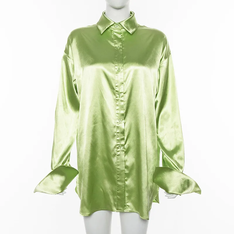 

[DEAT] Half-body Skirt Two Pieces Suit New Stand Neck Long Flare Sleeve Green Loose Women Patchwork Fashion Summer 2021 7E0231