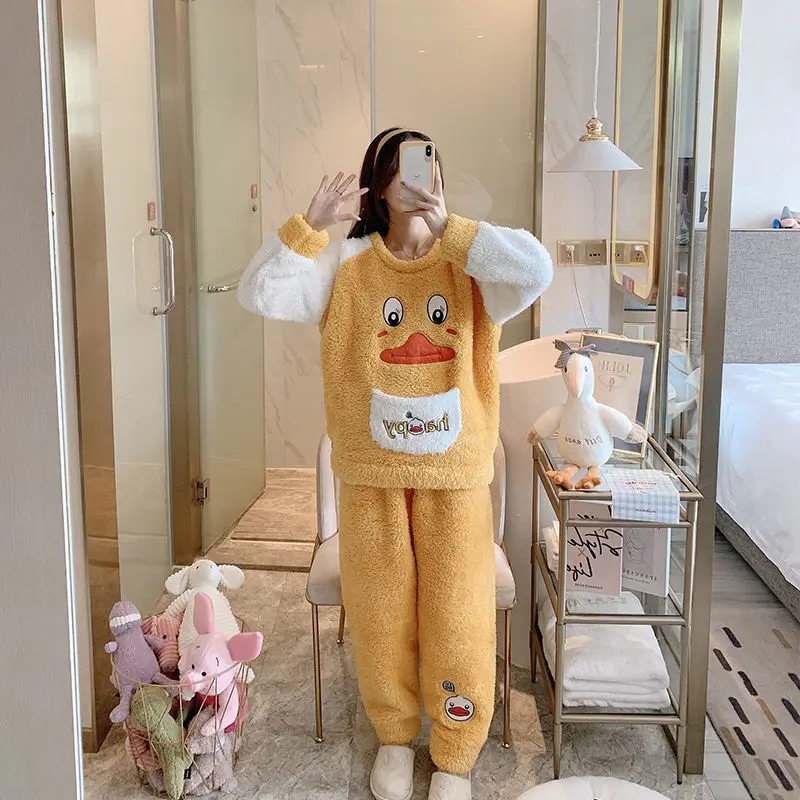 Autumn Winter Pyjamas for Women Sweet and Lovely Thickened Warm Pajama Set Women Pajamas Sleepwear Women Homewear pajama woman