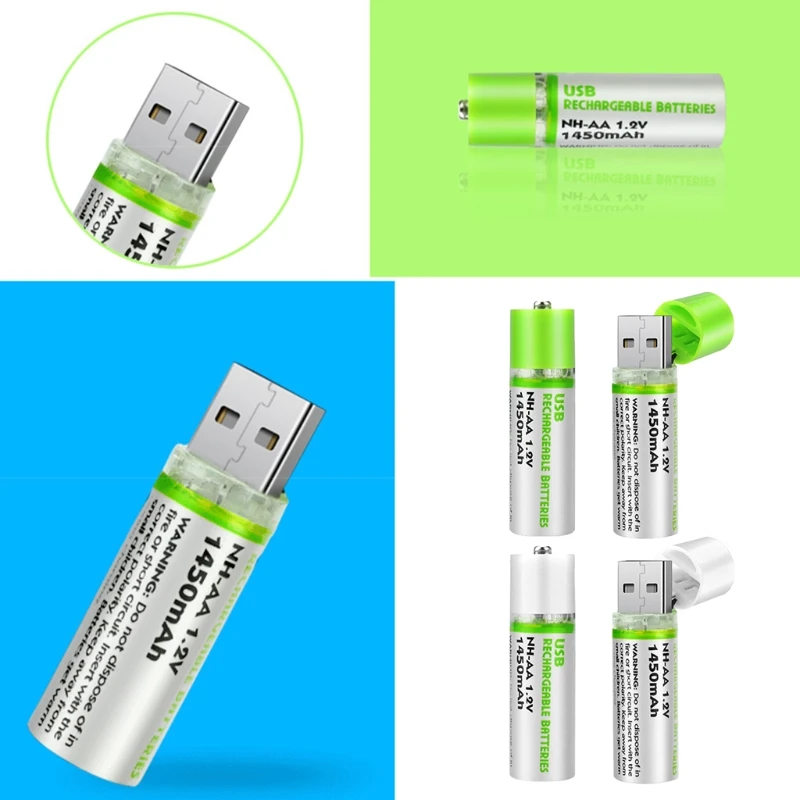 2pcs 1,2 V 600/1450 mAh USB AA перезаряжаемый аккумулятор NiMH для игрушек дистанционный Tourch 77UA