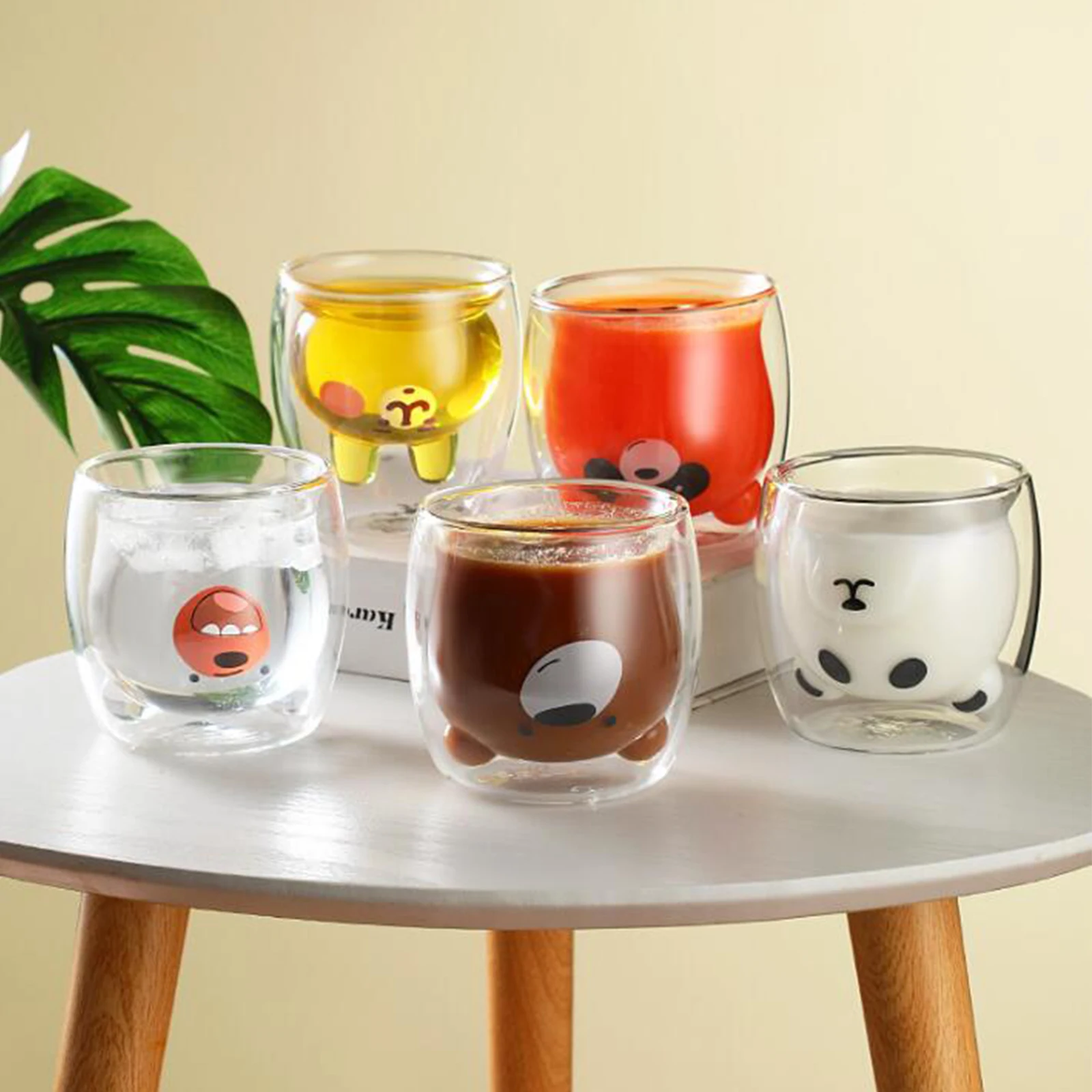 

Стеклянная чашка с рисунком Красивая двухслойная кружка антиожоговая мультяшная милая посуда для напитков креативная боросиликатная