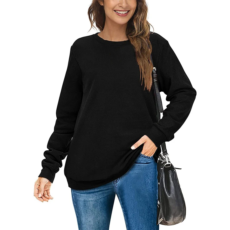 

2021 Autumn Winter Women Solid Color T-shirt Sweater Long Sleeve Tunic Tops for Leggings