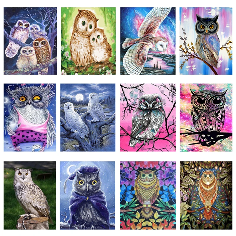 Картина для алмазной вышивки с рисунком совы 5D|Алмазная мозаика и вышивка| |