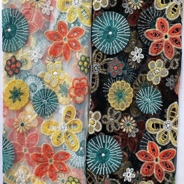 

New High Grade Water Soluble Petal Mesh Lace Fabric Full Floral Embroidery Tissus Designer DIY Sewing Dress Material Telas