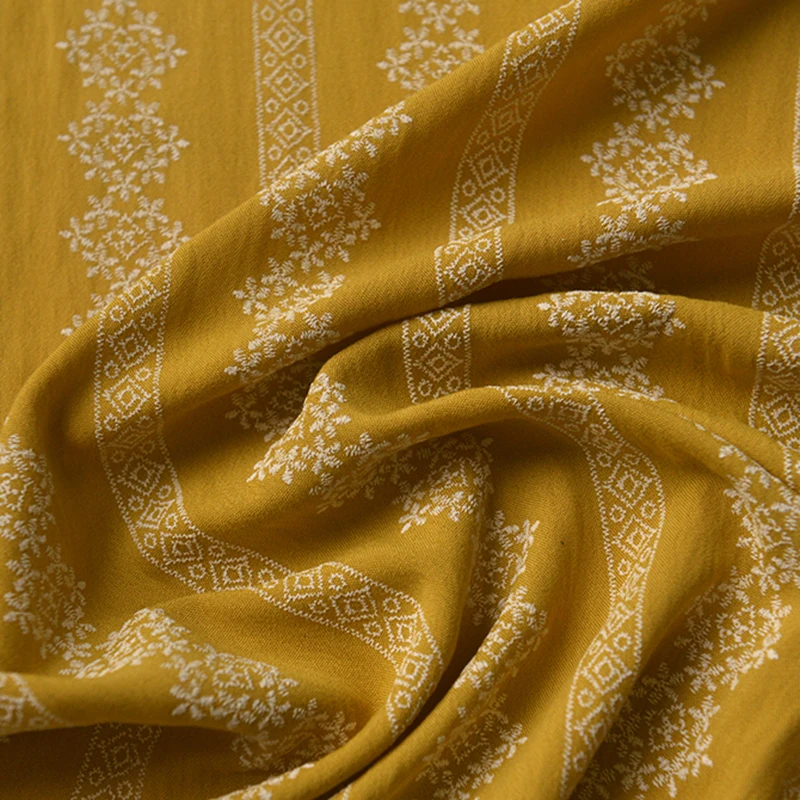 

2-color Printed linen fabric For clothes dress shirt cheongsam tablecloth handmade diy Material