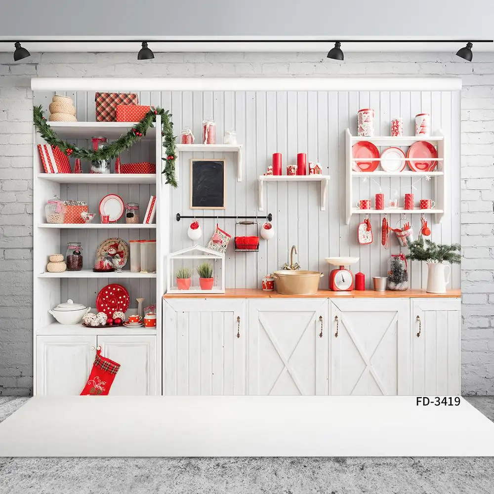 Фон для детской рождественской фотосъемки с изображением деревянного шкафа