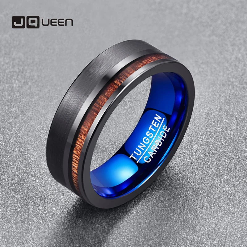 Мужское кольцо с инкрустацией из карбида вольфрама черное матовым покрытием и