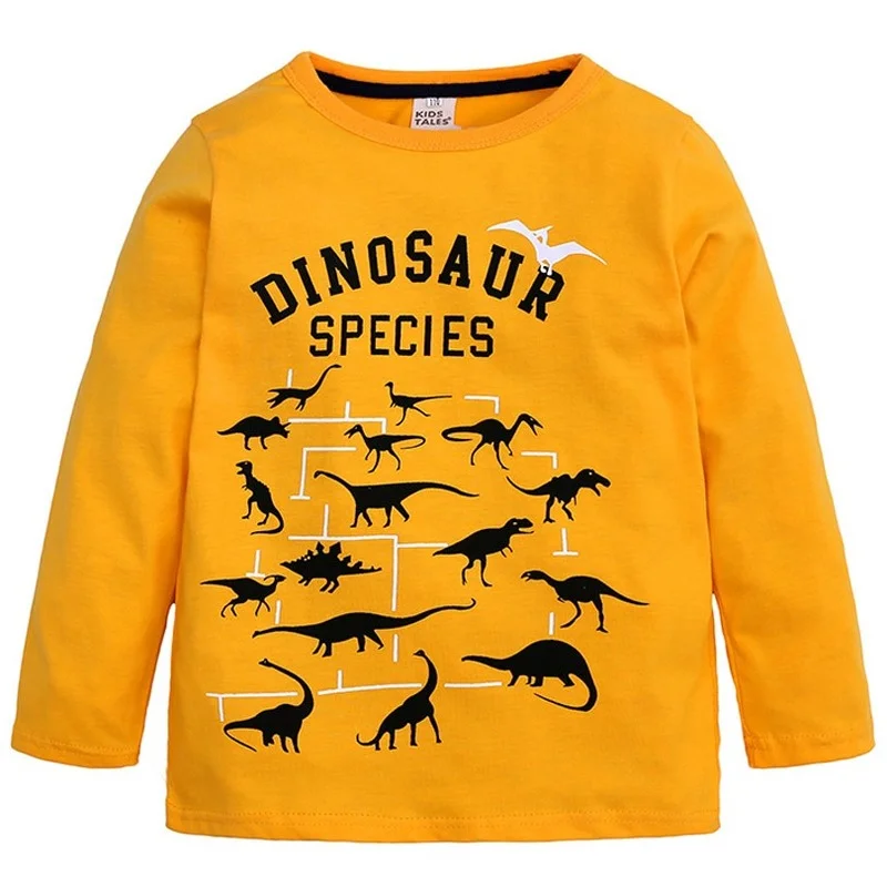Футболка с длинными рукавами и динозавром для мальчиков От 2 до 7 лет хлопок