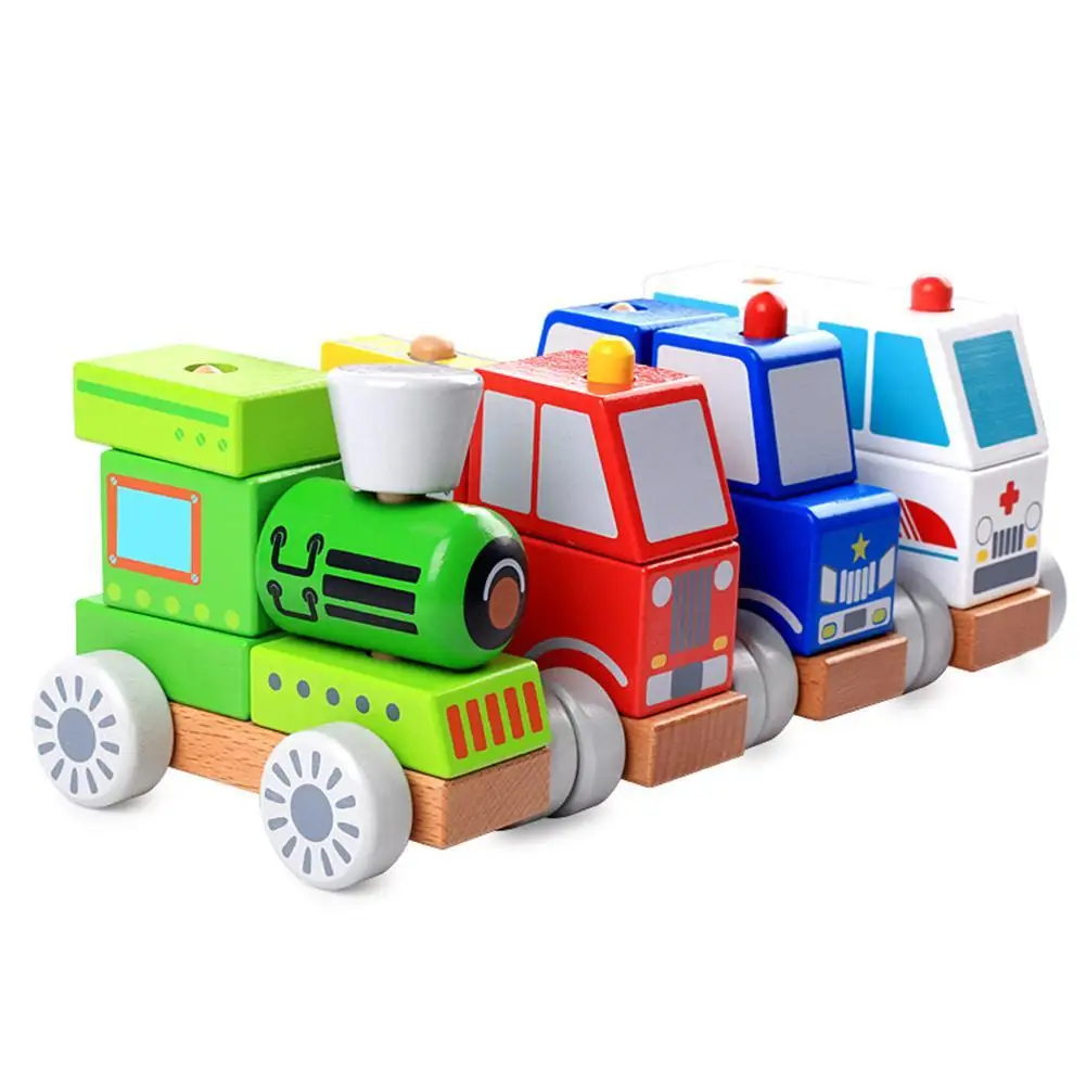 

DIY Assembly Wooden Fire Police Car Ambulance Model Kids Education Toy Gift
