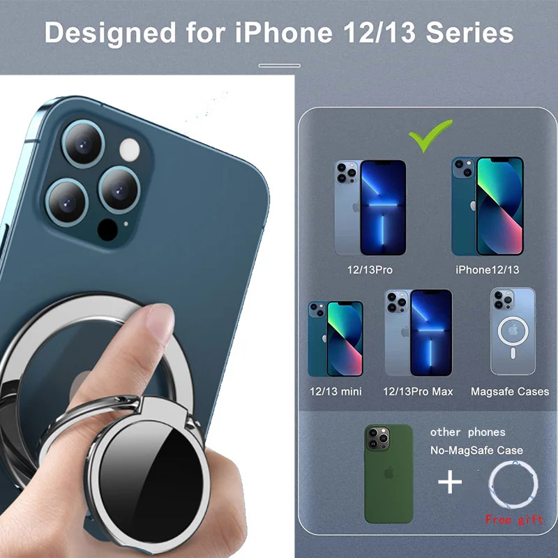 magnetic cell phone ring holder compatible with iphone 12 13 series magsafe removable cell phone grip kickstand free global shipping