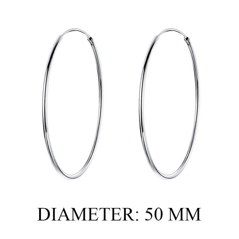 50MM BAMOER, большие серьги-кольца для женщин, Стерлинговое Серебро, 925 ювелирное изделие, женские модные серьги 39 мм, хорошее ювелирное изделие SCE598 - Цвет камня: 50MM