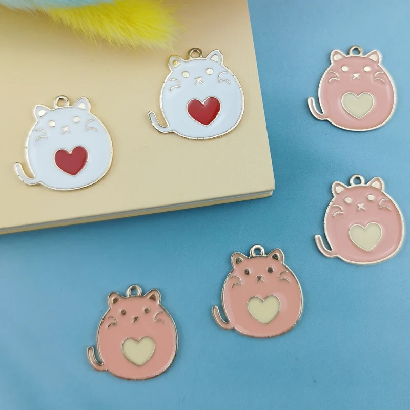 

10Pcs/Set Lovely Pet Cat Enamel Animal Charms Pendant For Metal Earrings Bracelet DIY Jewelry Making
