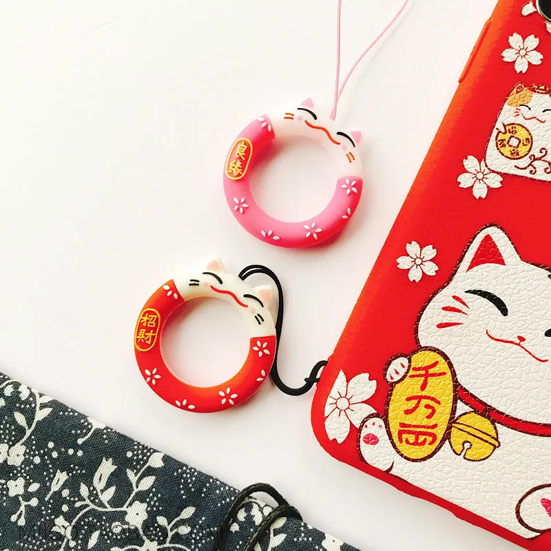 Каваи силиконовый Кот ремешок для ключей мобильный телефон шарм ремни iPhone Samsung