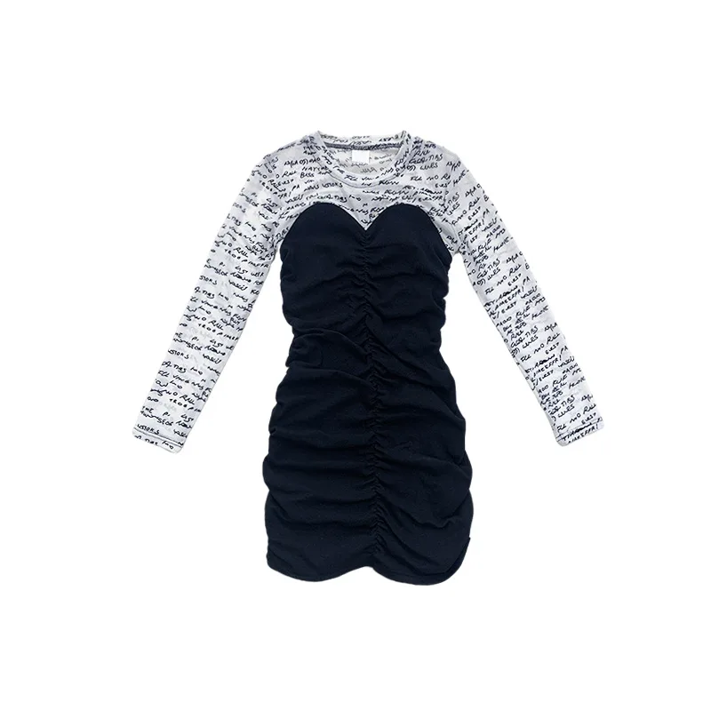 

Girls stitching dress 2021 summer new girl design sense sunscreen pleated waist dress