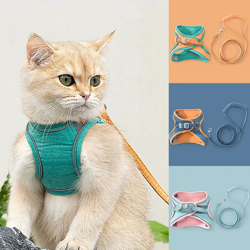 

Cat Harness Fashion Reflective Vest Pet Harnesses Outdoor Walking Small Cats Dogs Floral Print Harness Collar Cat Accessories