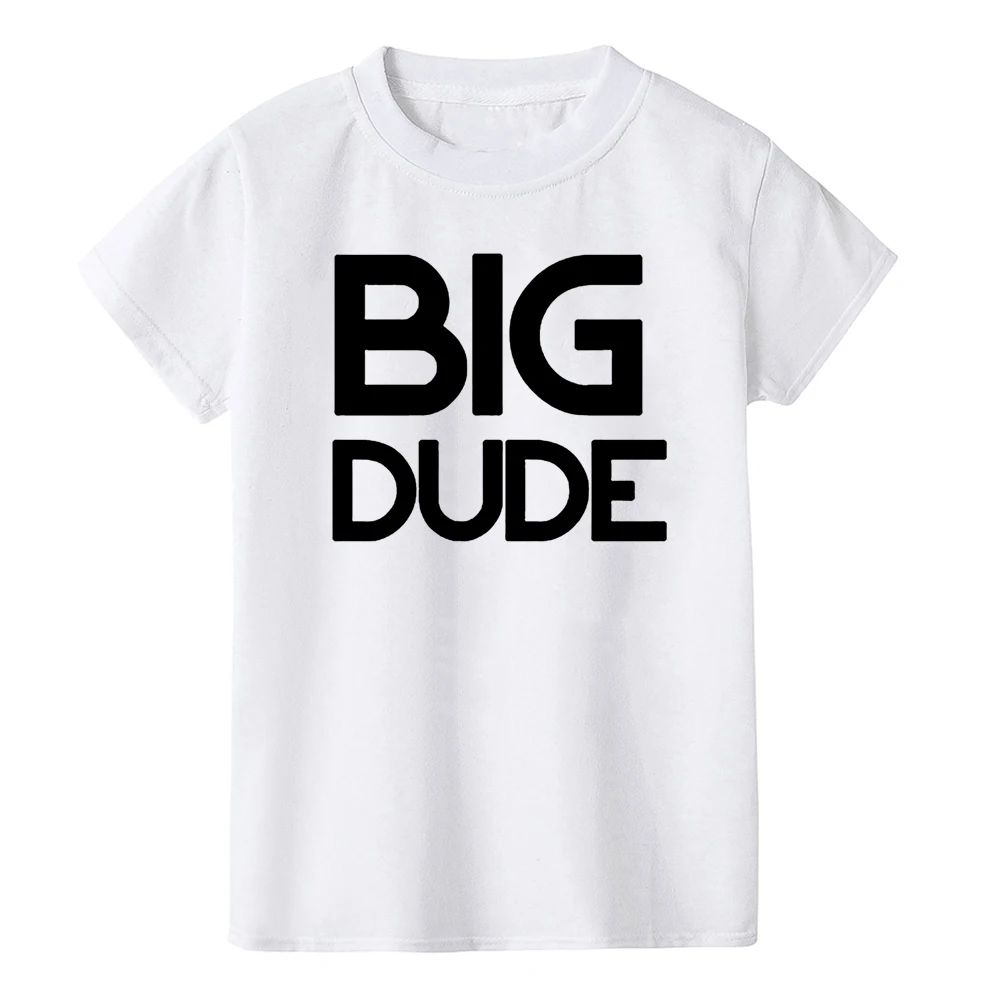 Одинаковые комплекты для всей семьи с рисунком Big Dude Little летняя футболка надписью