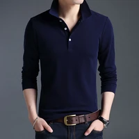 new spring men solid color polo shirt long sleeve tshirt mens casual t shirts brand clothing